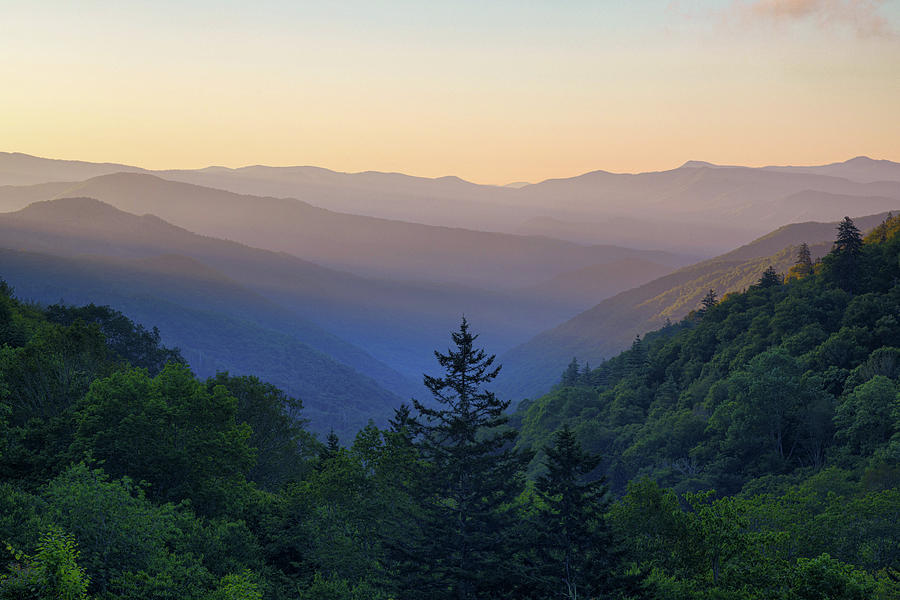 Sunrise at Oconaluftee Valley Overlook Photograph by Claudia Domenig ...