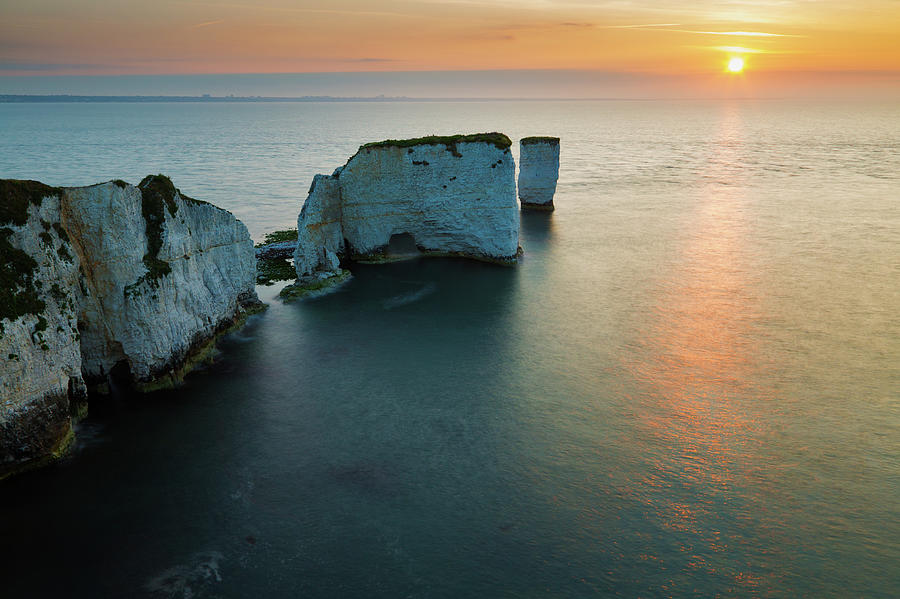 Sunrise at Old Harry Photograph by Ian Middleton