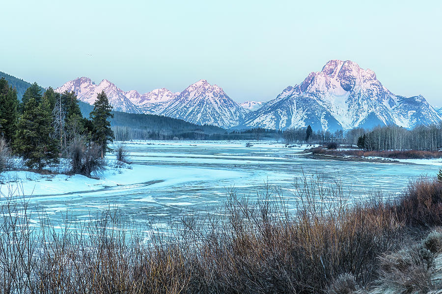 Sunrise at Oxbow Bend Before the Ice Melted - Spring 2023 Photograph by Belinda Greb