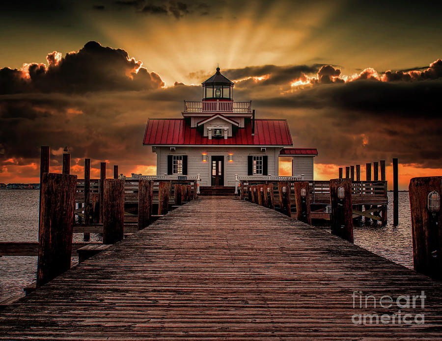 Sunrise At Roanoke Marshes Lighthouse Photograph