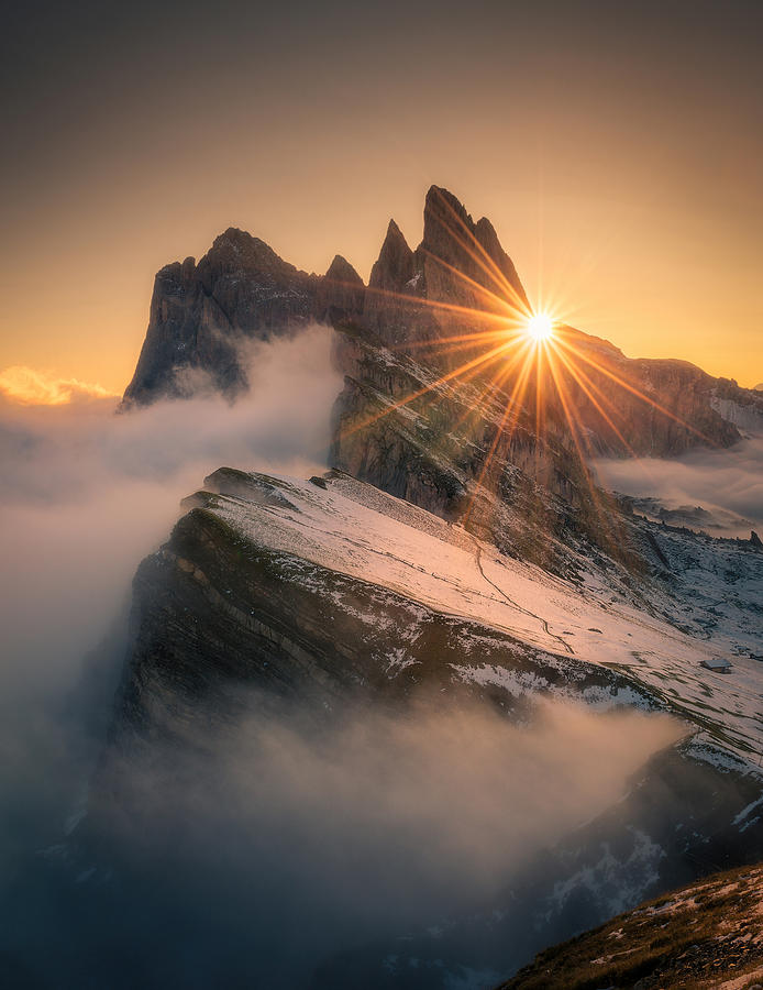 Sunrise at Seceda Photograph by Henry w Liu