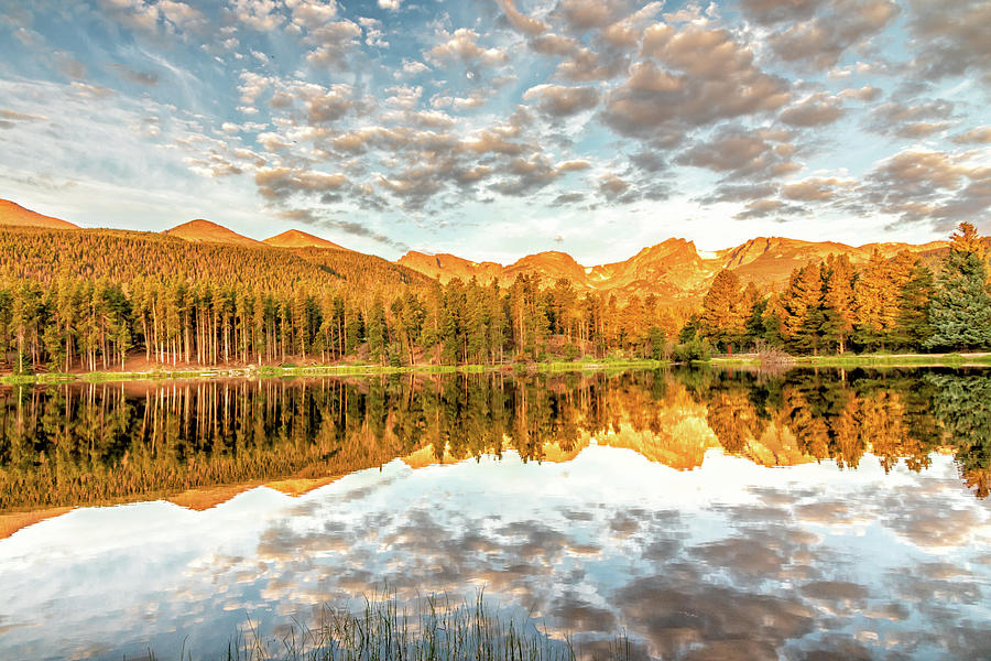 Sunrise at Sprague Lake in the Rocky Mountain National Park Photograph by Peter Ciro