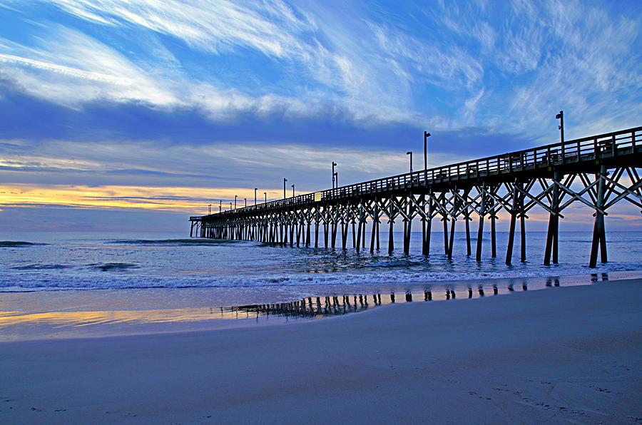Sunrise at Surf City Fishing Pier, North Carolina Photograph by