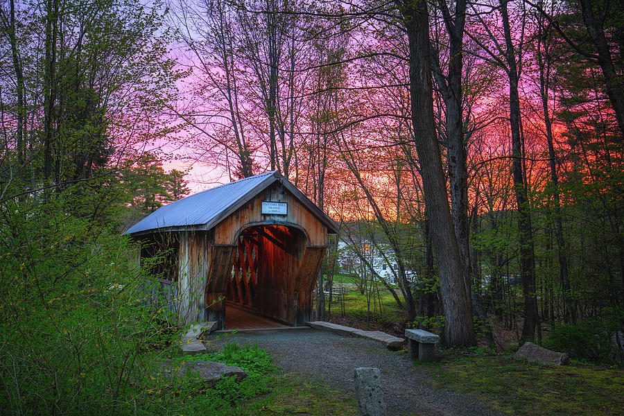 Sunrise at Tannery Hill Covered Bridge Photograph by Robert Clifford