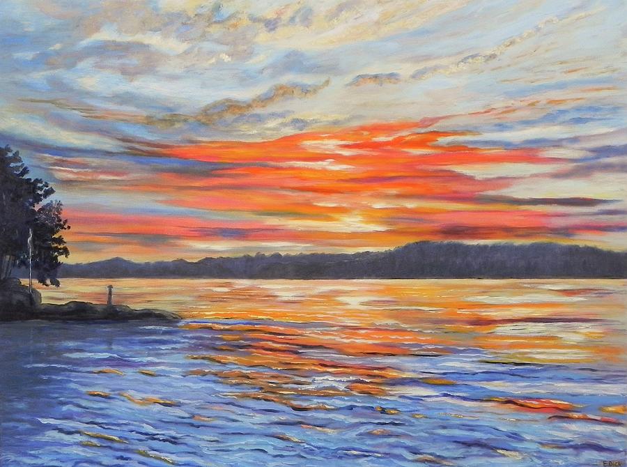 Sunrise at the lake Painting by Erika Dick