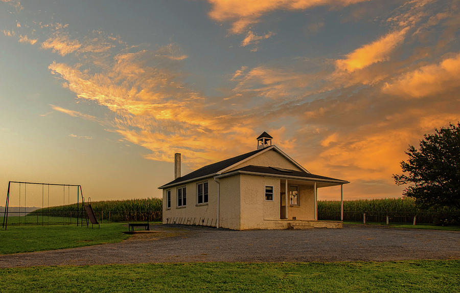 Sunrise at the Little Amish School Photograph by Marcy Wielfaert