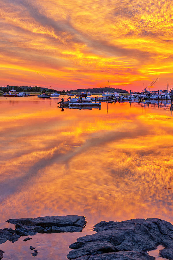 Sunrise at the Massachusetts Cohasset Harbor Marina Photograph by Juergen Roth