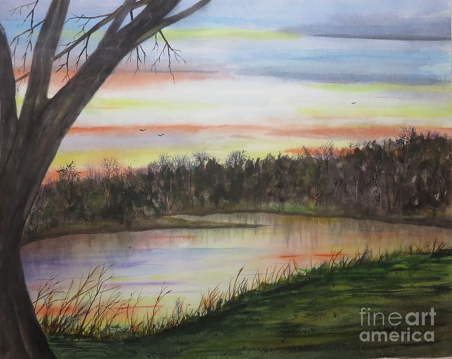 Sunrise at the Pond Painting by Joseph Burger