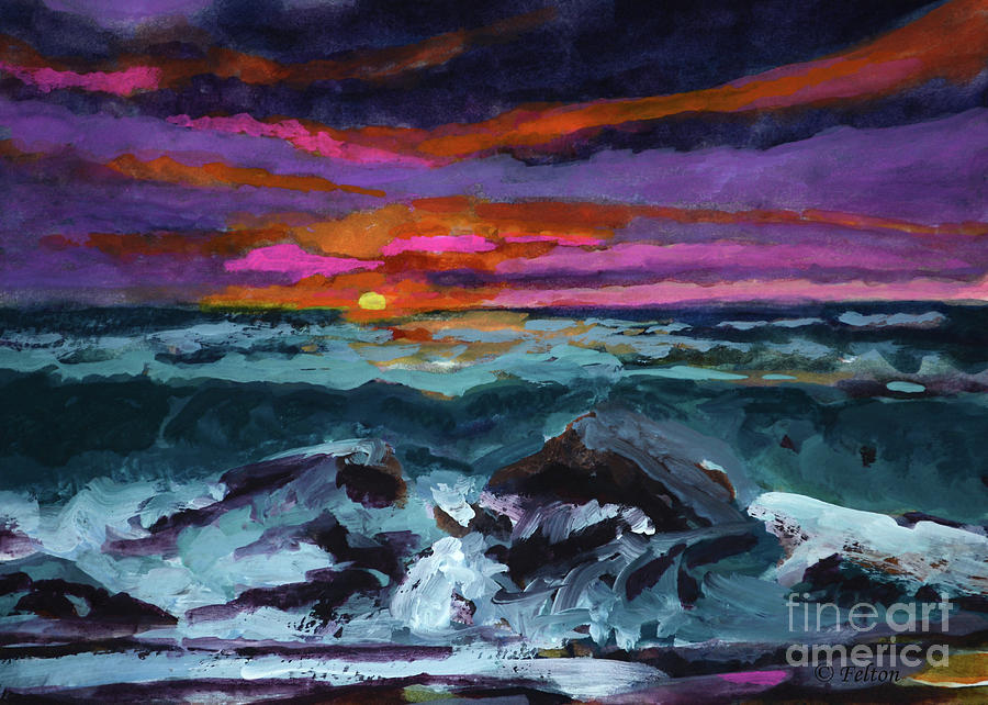 Sunrise at the rocks Painting by Julianne Felton