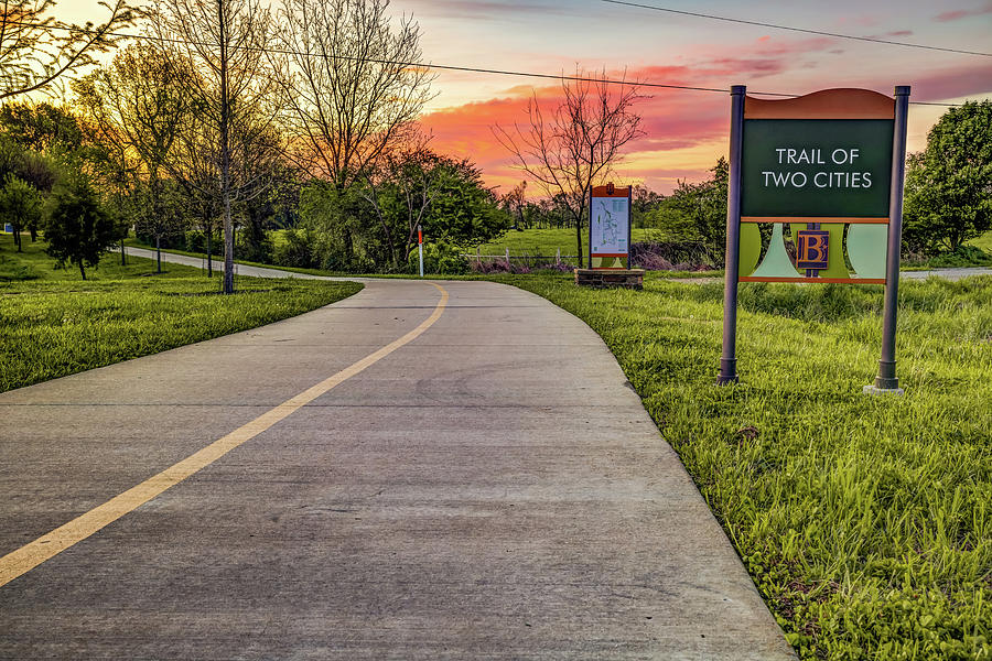 Northwest Arkansas Photograph - Sunrise at the Trail of Two Cities - Northwest Arkansas Razorback Greenway by Gregory Ballos