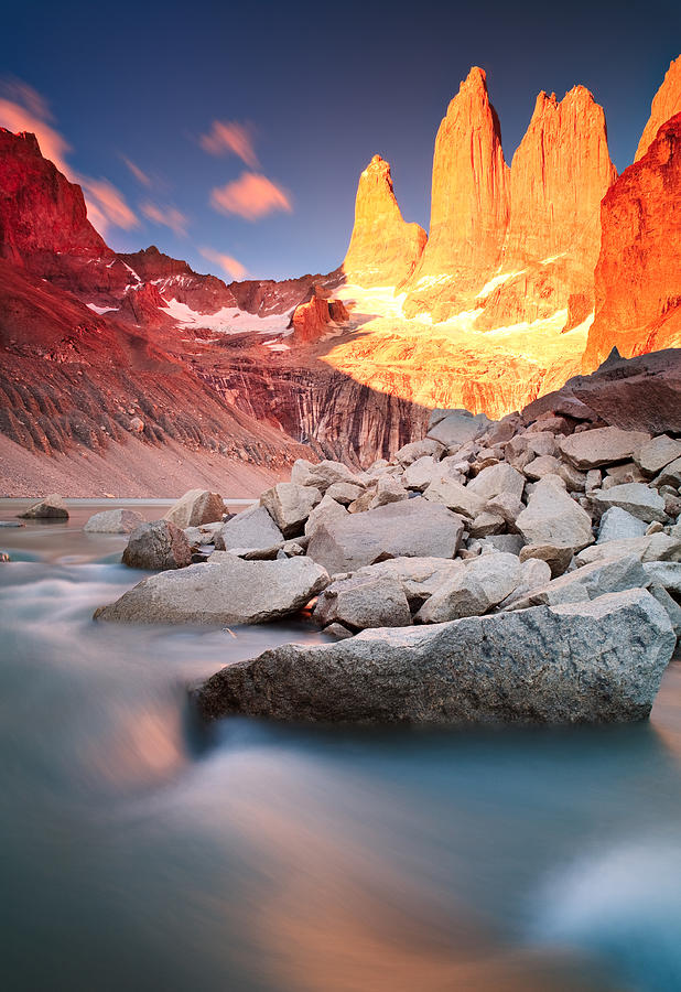 Sunrise at Torres Del Paine Mountains Photograph by Gcoles