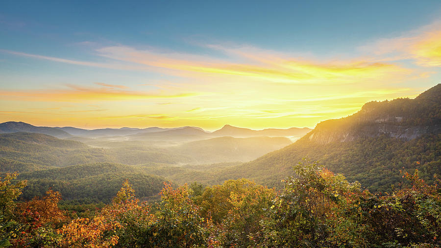 Sunrise At Whiteside Mountain Highlands North Carolina Blue Ridge Mountains Photograph by Jordan Hill