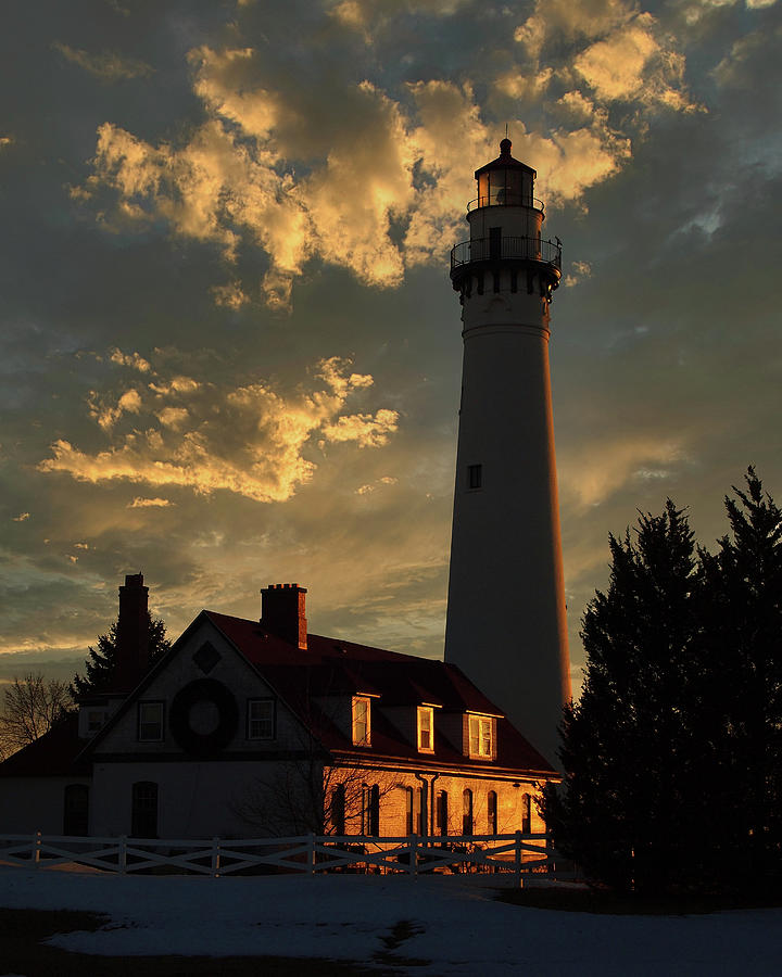 Sunrise at Wind point Lighthouse Photograph by Scott Olsen