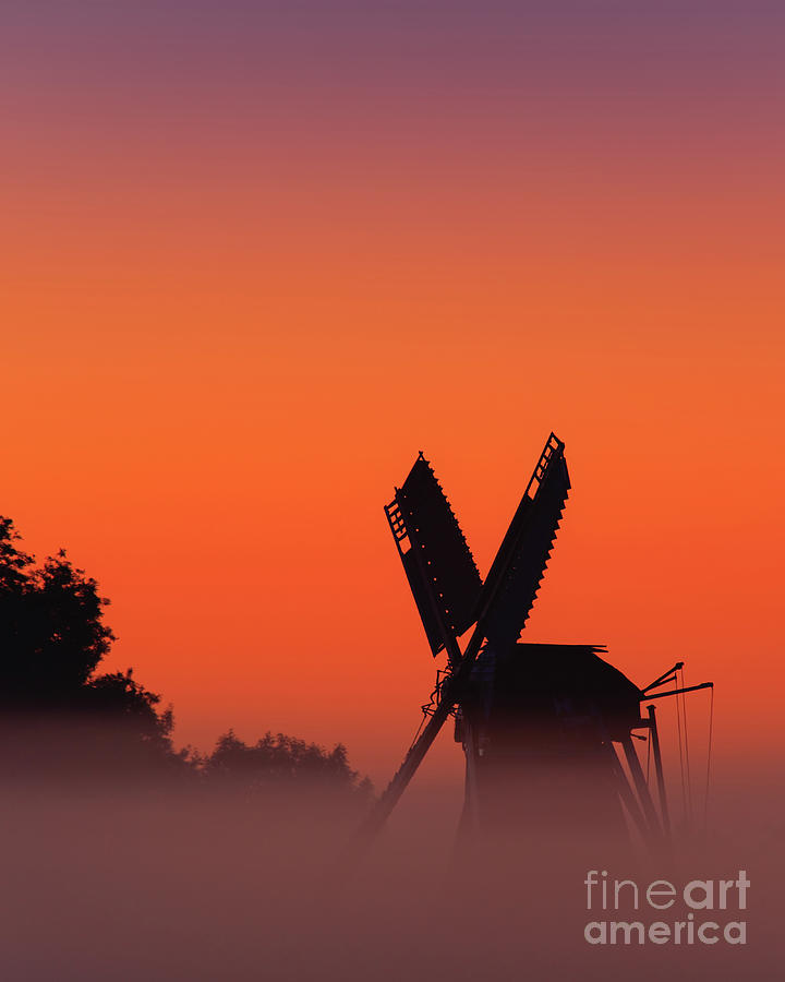 Sunrise at windmill Langelandster, Netherlands Photograph by Henk Meijer Photography