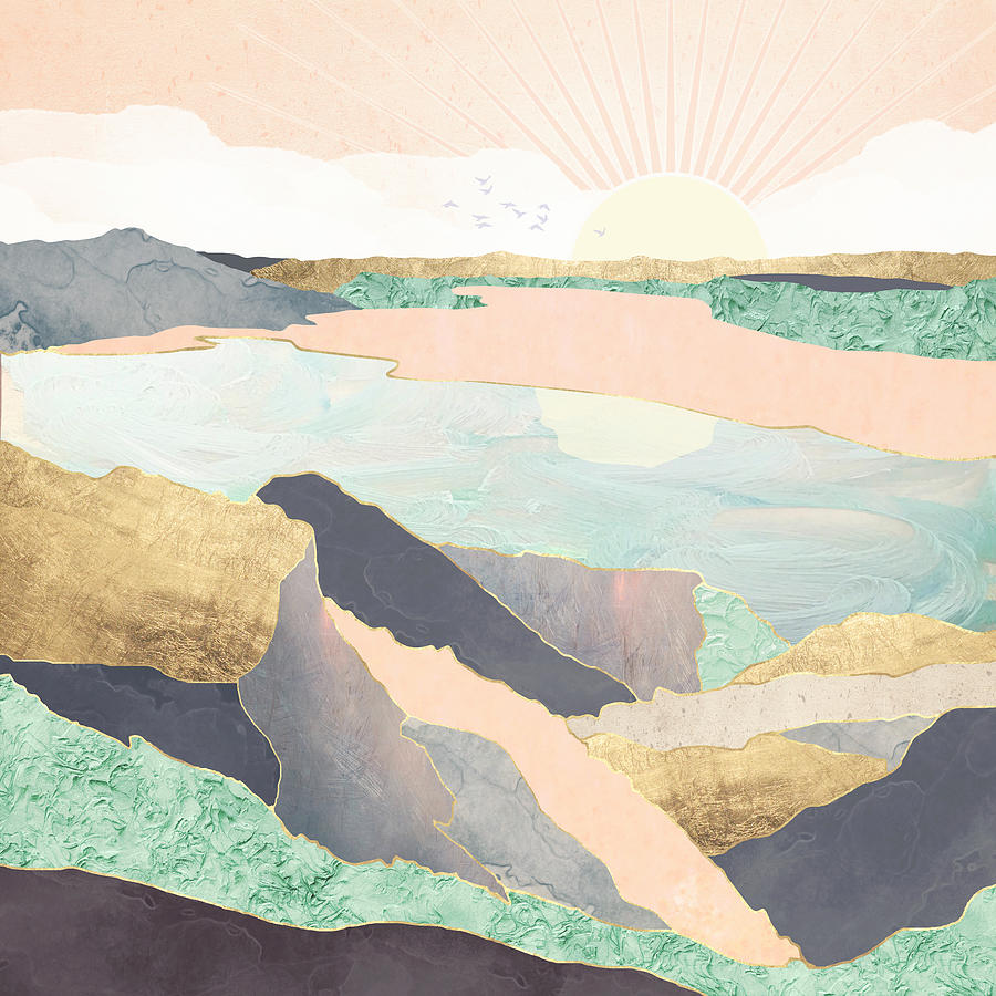 Mountain Digital Art - Sunrise Beach by Spacefrog Designs
