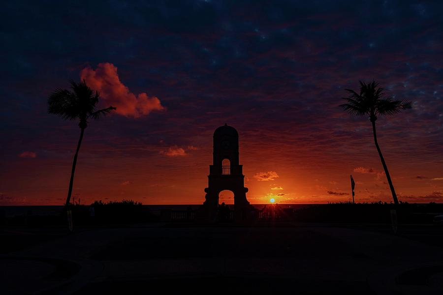 Sunrise Behind Worth Avenue Clocktower Photograph by Damon Higgins
