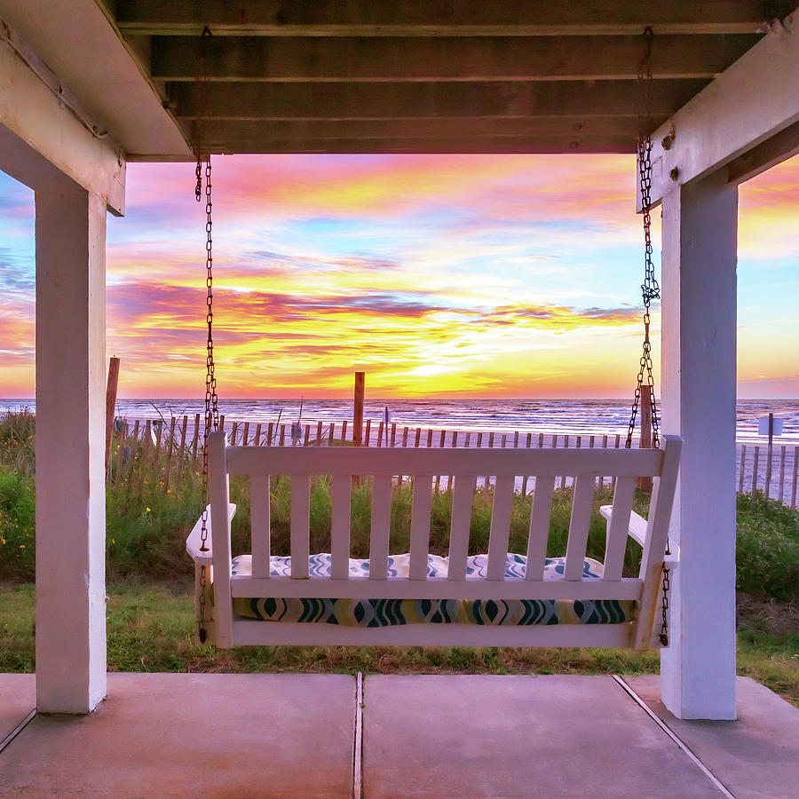 Sunrise Bench In Galveston Photograph by James Eddy