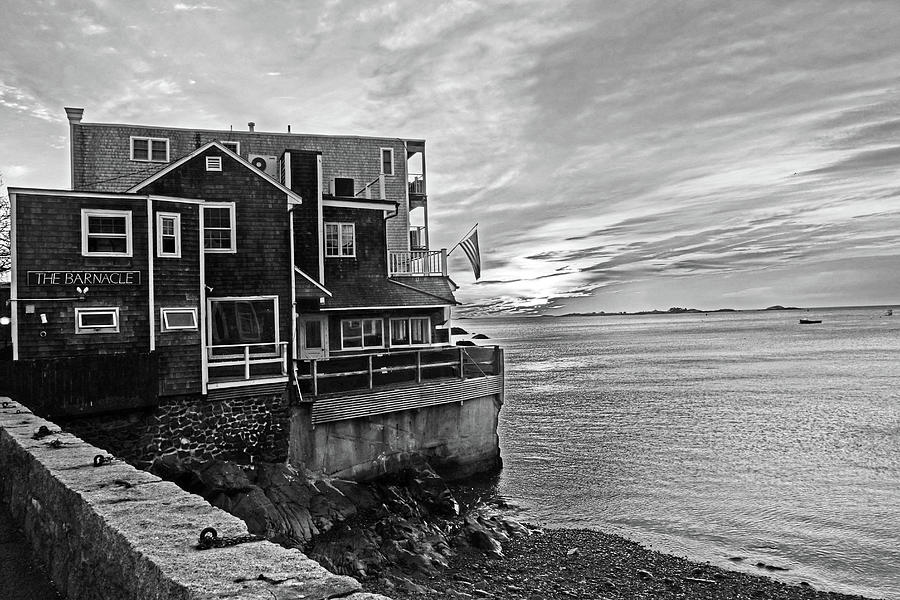 Sunrise by the Barnacle Marblehead MA Black and White Photograph by Toby McGuire
