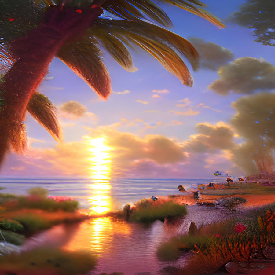Sunrise by the Beach Digital Art by Dujuan Robertson