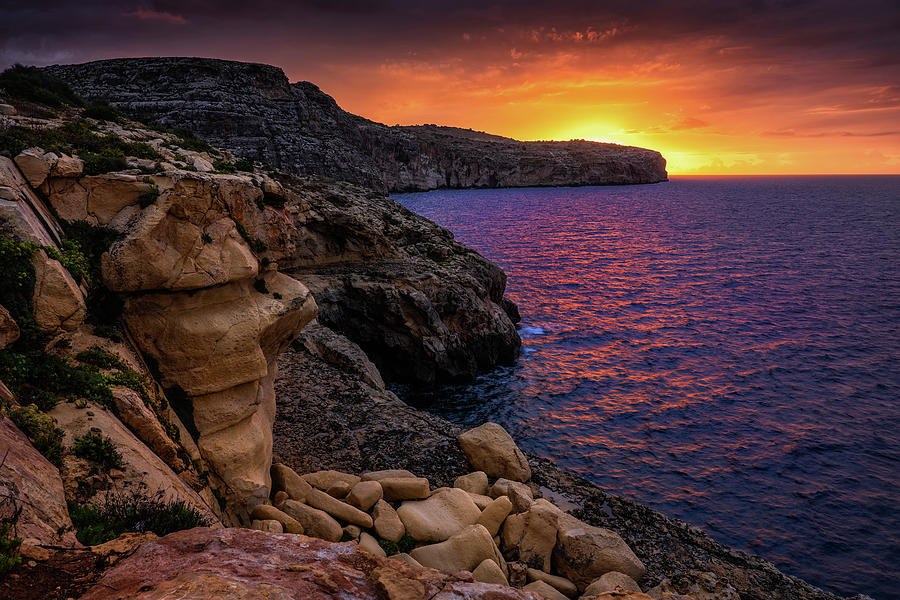 Sunrise By The Sea In Malta Photograph by Artur Bogacki
