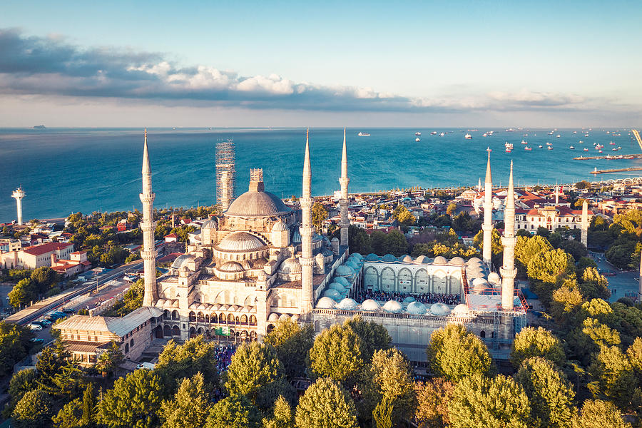 Sunrise drone Photo of Blue Mosque Photograph by Shihan Shan