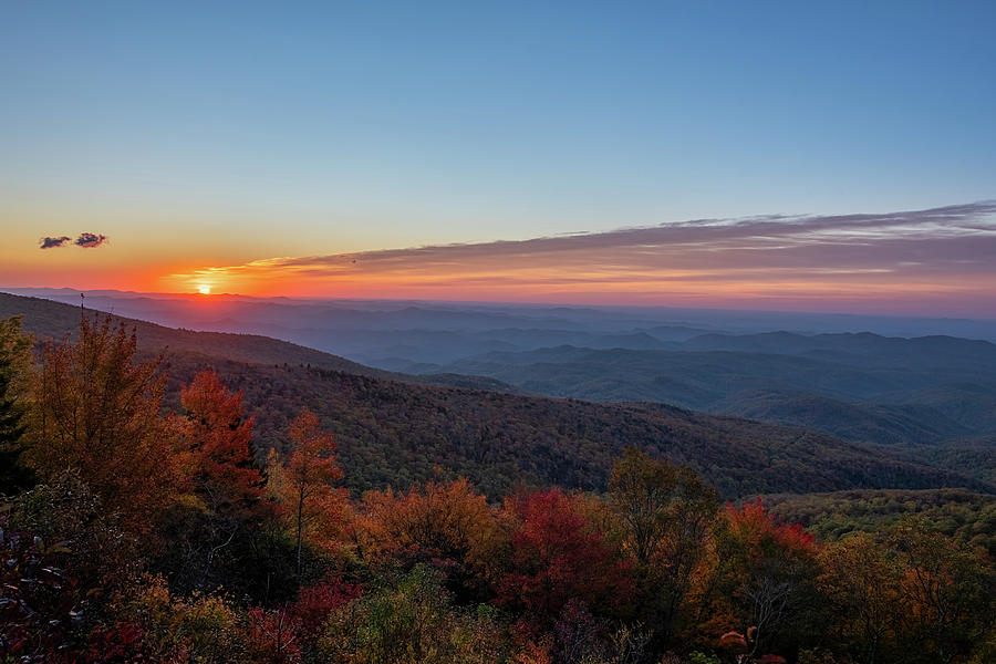 Sunrise - Fall - Mountains - Newland NC - 1 Photograph by John Kirkland