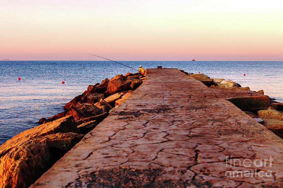 City Photograph - Sunrise Fishing in Limassol by John Rizzuto