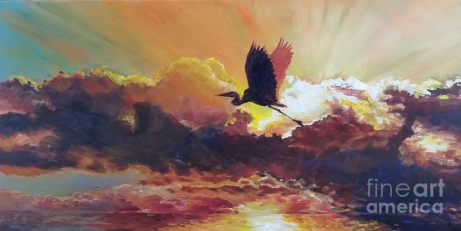Sunrise Flight Painting by Merana Cadorette