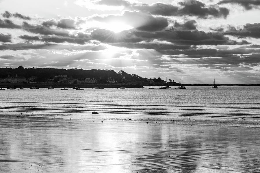 Sunrise from Lynn Shore Drive Lynn MA North Shore Black and White Photograph by Toby McGuire
