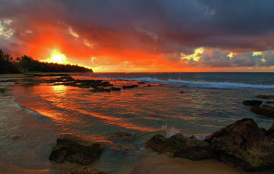 Sunrise - Gillans Beach, Kauai. Photograph by Stephen Vecchiotti