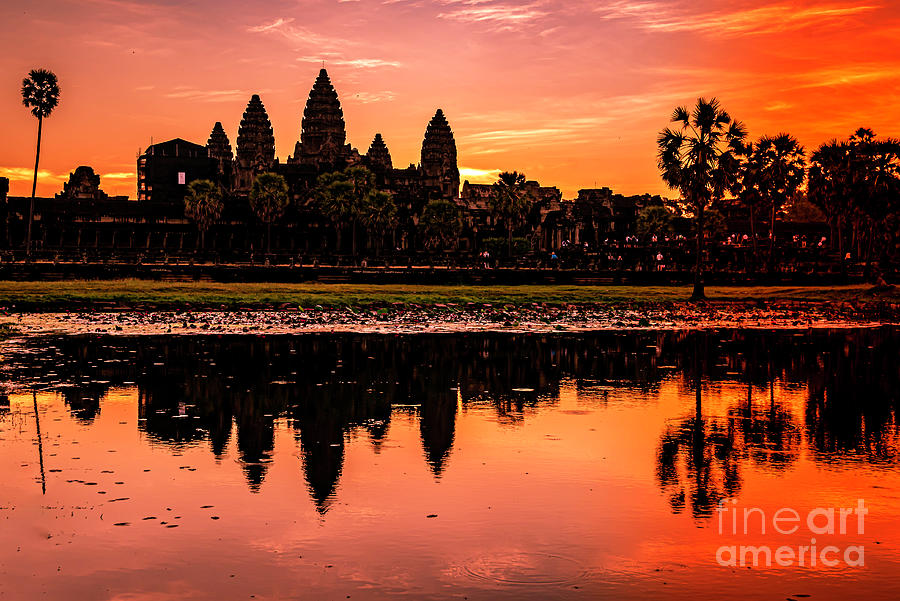 Sunrise in Angkor Digital Art by Pravine Chester