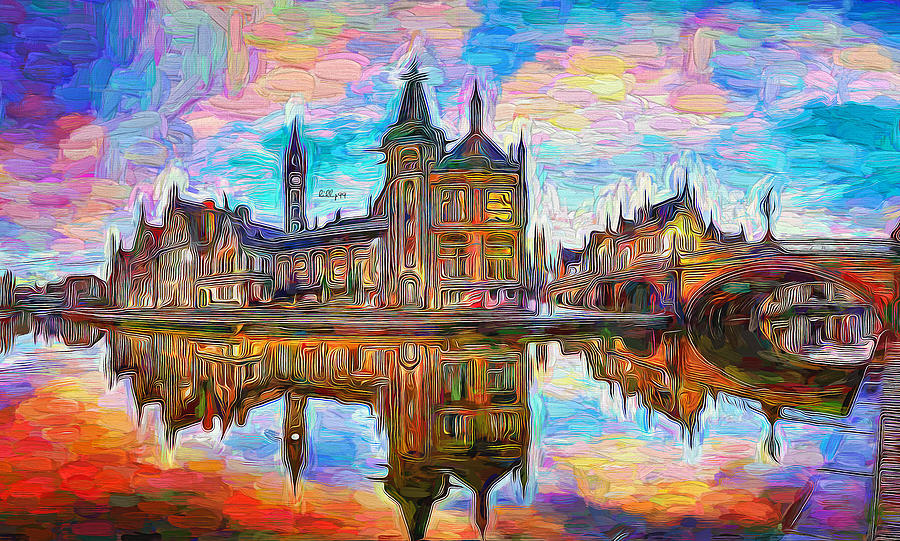 Sunrise in Ghent Painting by Nenad Vasic