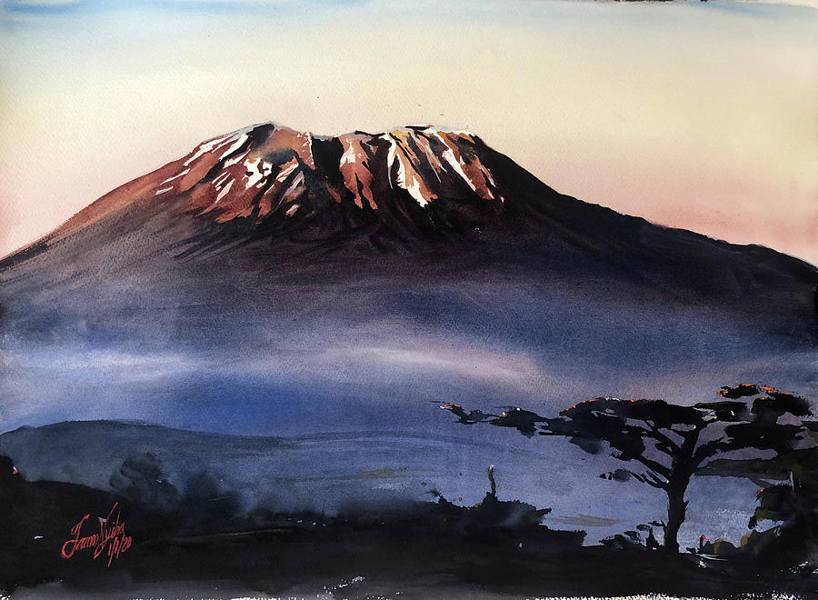 Landscape Painting - Sunrise Kilimanjaro by James Nyika