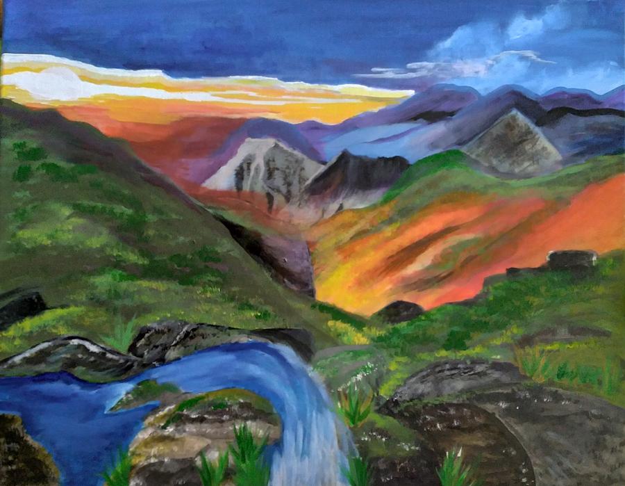 Sunrise Kissed Hills Painting by Barbara Fincher
