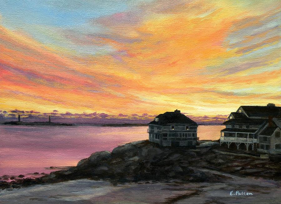 Long Beach Painting - Sunrise, Long Beach, Rockport, MA by Eileen Patten Oliver
