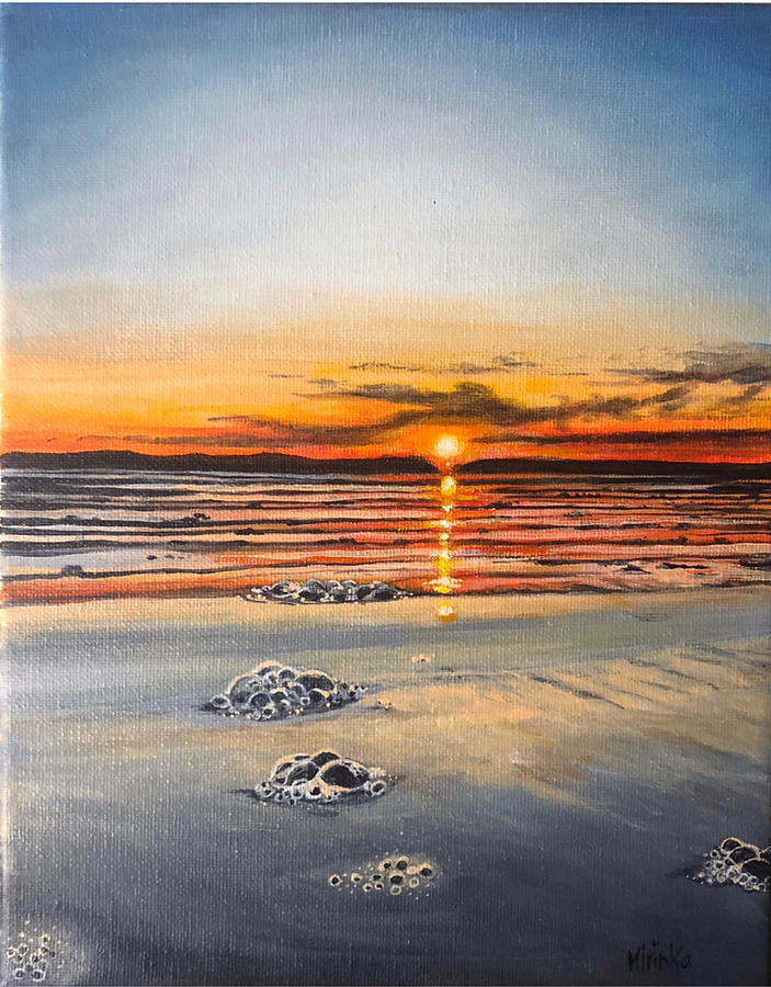 Sunrise Low tide at the beach Painting by Mirinka Art - Fine Art America