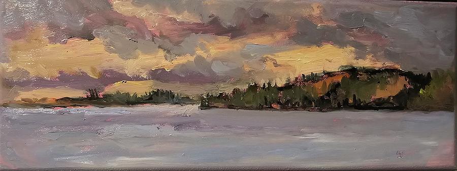 Sunrise Lower Saranac Lake Painting by Cheryl LaBahn Simeone