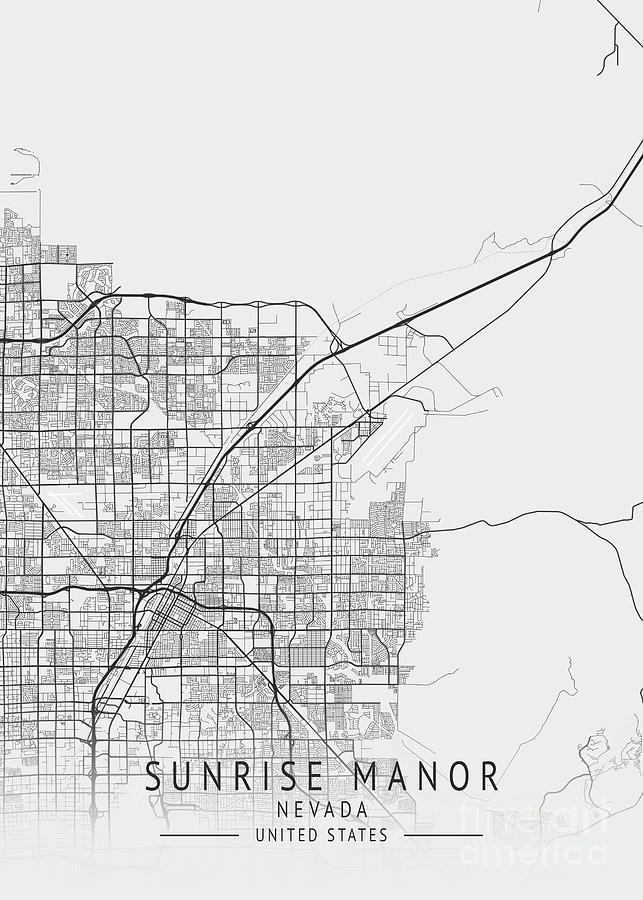 Sunrise Manor Nevada Us Gray City Map Digital Art By Tien Stencil Fine Art America 6468