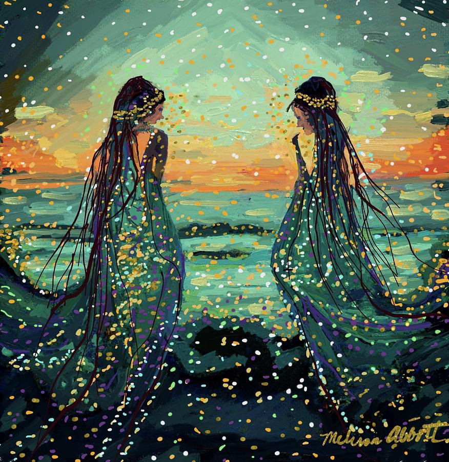 Sunrise Mermaid Convergence Painting by Melissa Abbott