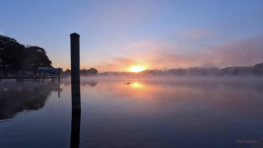 Sunrise Misty Lake Photograph by Ken Figurski