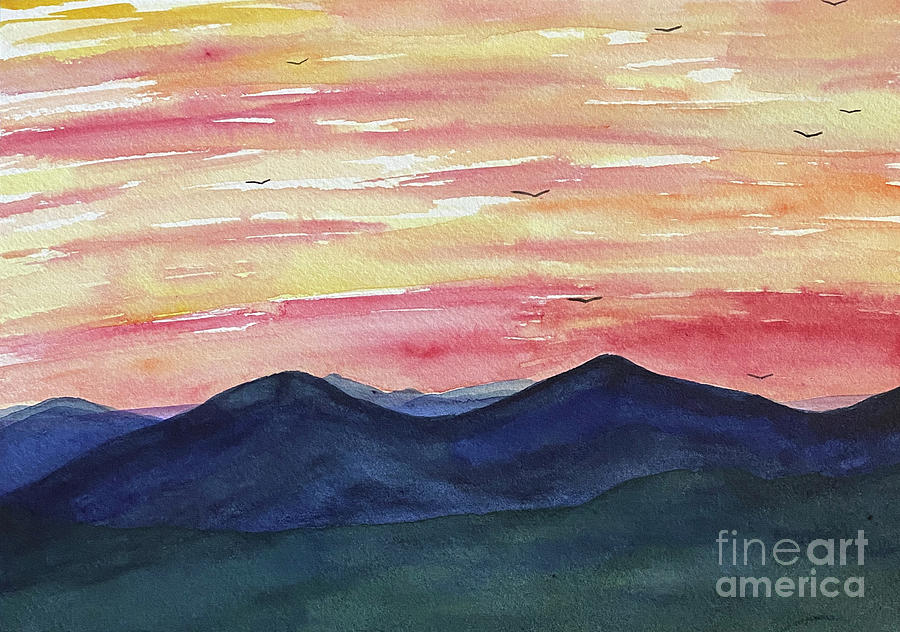 Sunrise Mountains Painting by Lisa Neuman