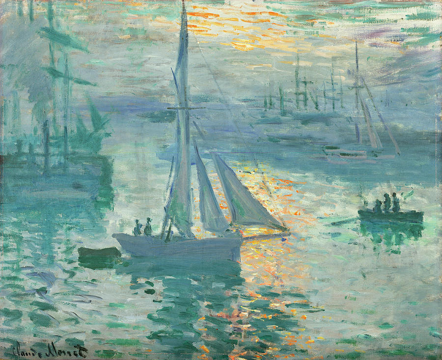 Sunrise Ocean 1873 by Claude Monet Painting by JJ Art Collections ...