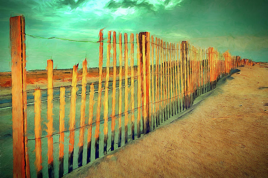 Sunrise on a Sand Dune Fence fx Digital Art by Dan Carmichael