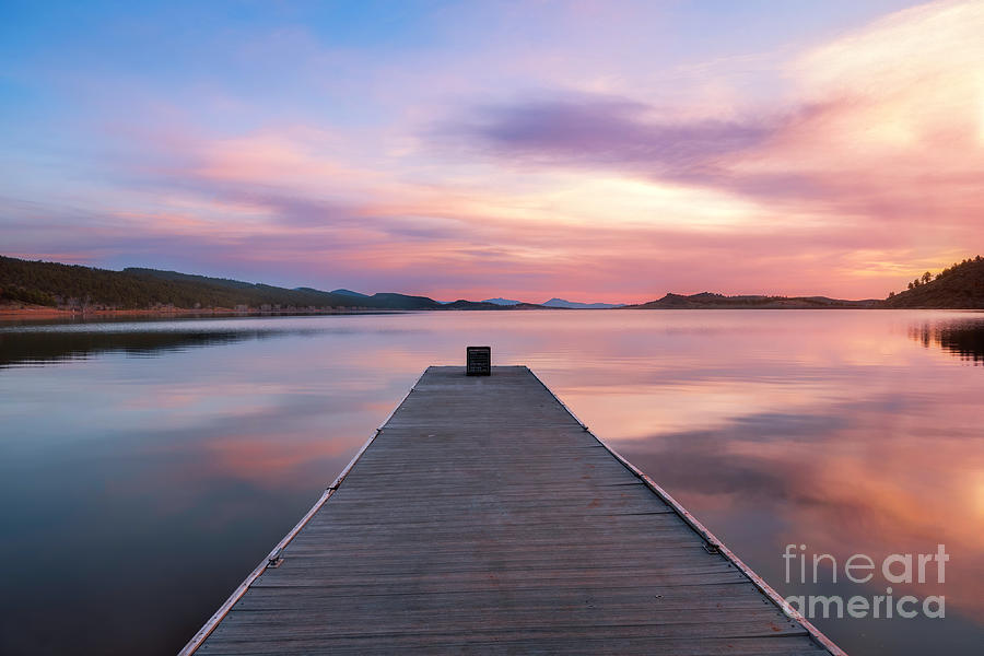 Sunrise on Carter Lakes Dock Photograph by Ronda Kimbrow