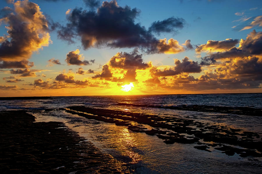 Sunrise on Coconut Beach Tidepools Photograph by Anthony Jones