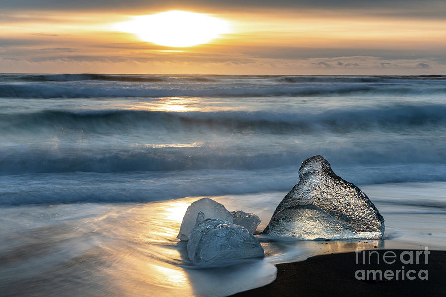Sunrise on Diamond Beach, Iceland Photograph by Jane Rix