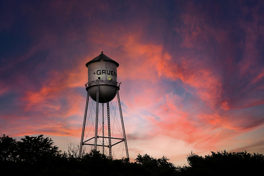 Sunrise On Gruene Water Tower Photograph by Kelly Wade
