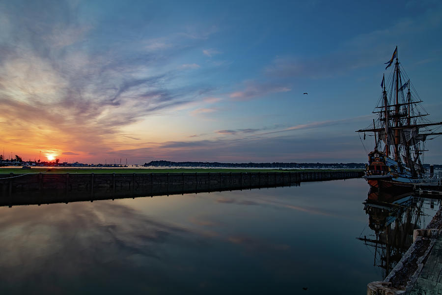 Sunrise on Kalmar Nyckel Photograph by Jeff Folger