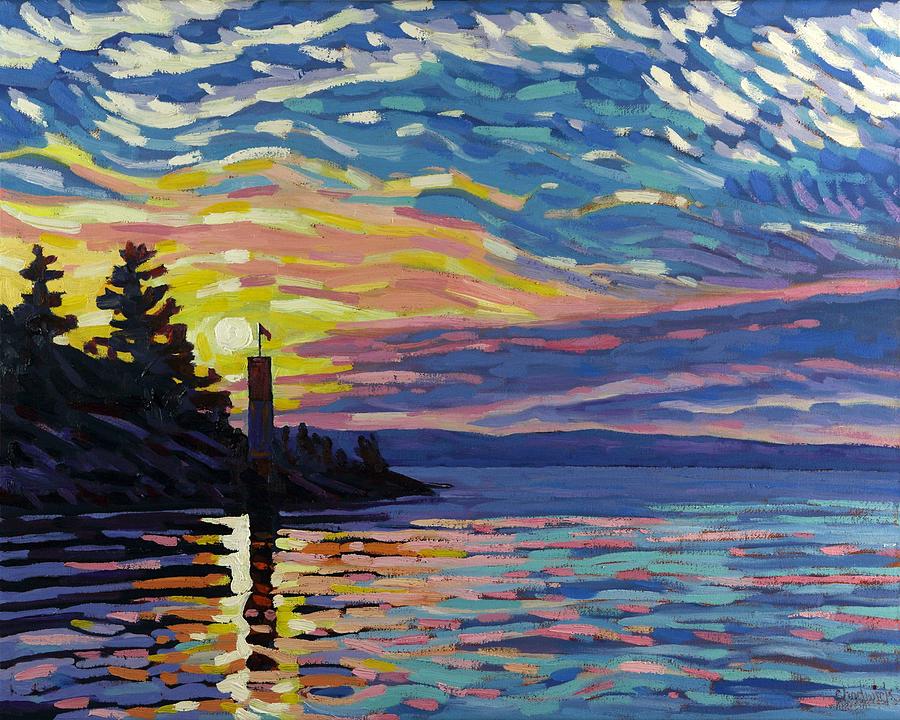 Summer Painting - Sunrise on Killbear Light by Phil Chadwick