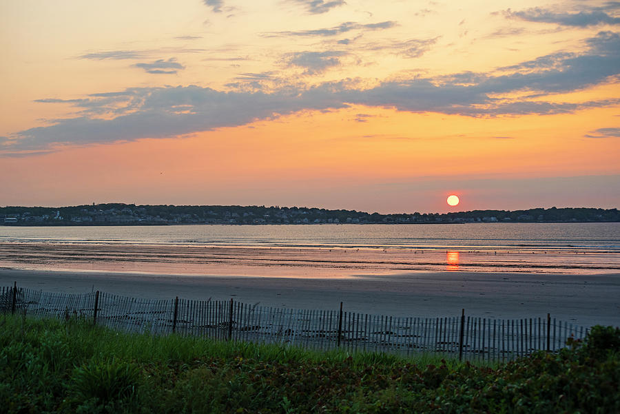 Sunrise on Nahant Beach Nahant Massachusetts Wooden Fence Photograph by Toby McGuire